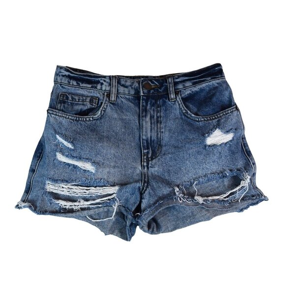 O'Neill Denim Distressed Jeans Shorts Sz 27 Beachy Surfer Girl Coastal Preppy - Picture 1 of 11